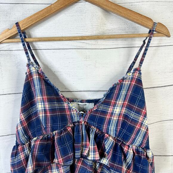 One Teaspoon Womens size Medium Vintage Check Romy Top Plaid Blue - Picture 4 of 10